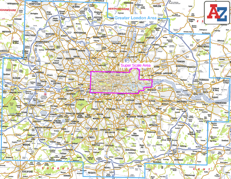 London A-Z Map coverage